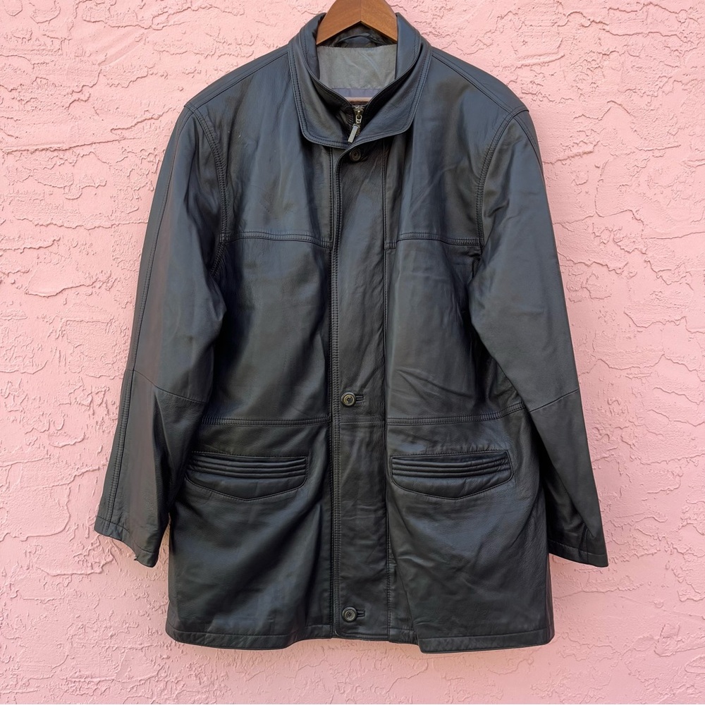 Vintage Bugatti Nappa Leather Jacket Coat Black 90s Mens Size 52